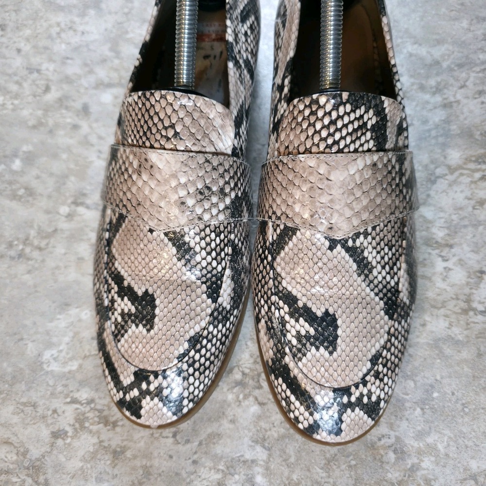 Aerosoles Shoes Loafers Slip On Flats Womens 8.5 Snakeskin Print Leather - Picture 4 of 10
